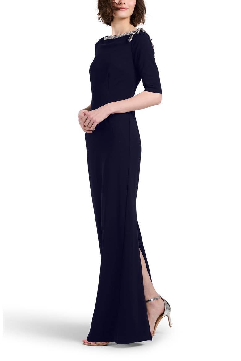 Jeweled Neck Gown, Alternate, color, NAVY
