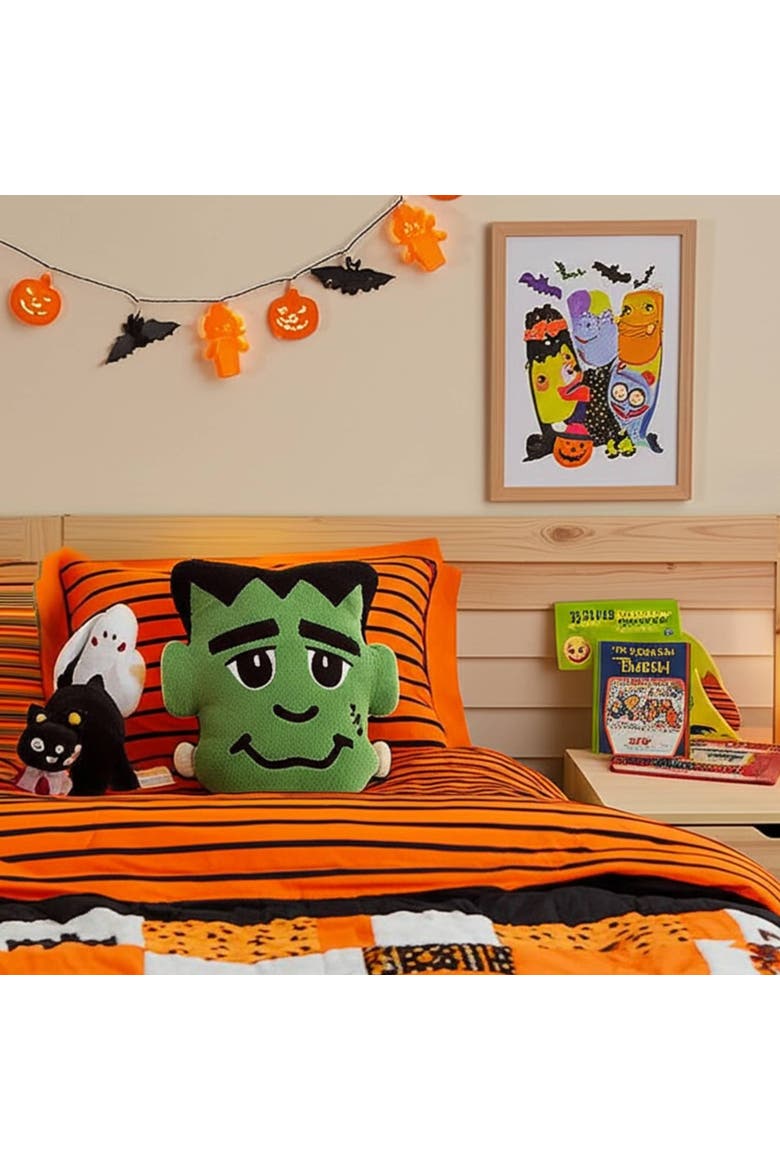 Frankenstein Halloween Accent Pillow 13" x 16", Alternate, color, Green