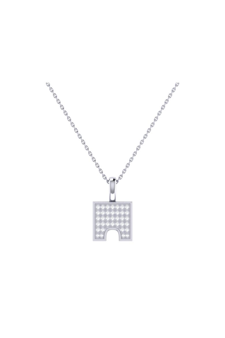 City Arches Square Sterling Silver Diamond Chain Pendant, Main, color, Silver