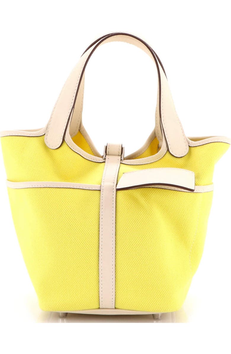 Pre-Owned Hermes Cargo Picotin Lock Bag Canvas and Swift PM, Alternate, color, Lime