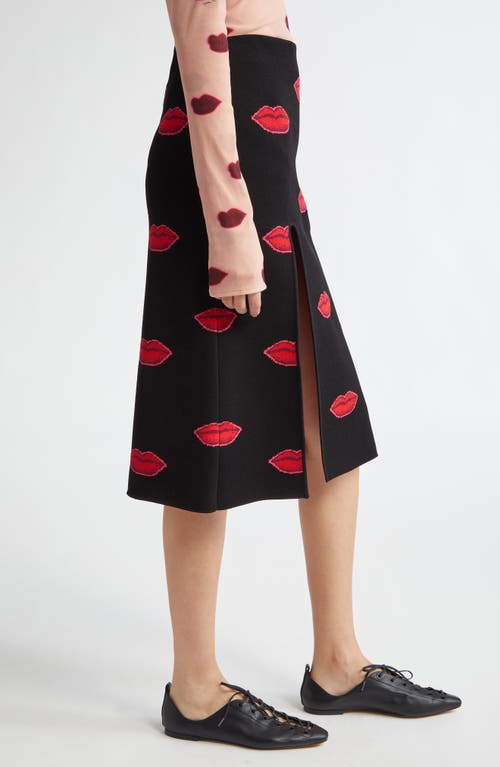 Stella Mccartney Lips Graphic Knit Mid-rise Midi Skirt In Multi