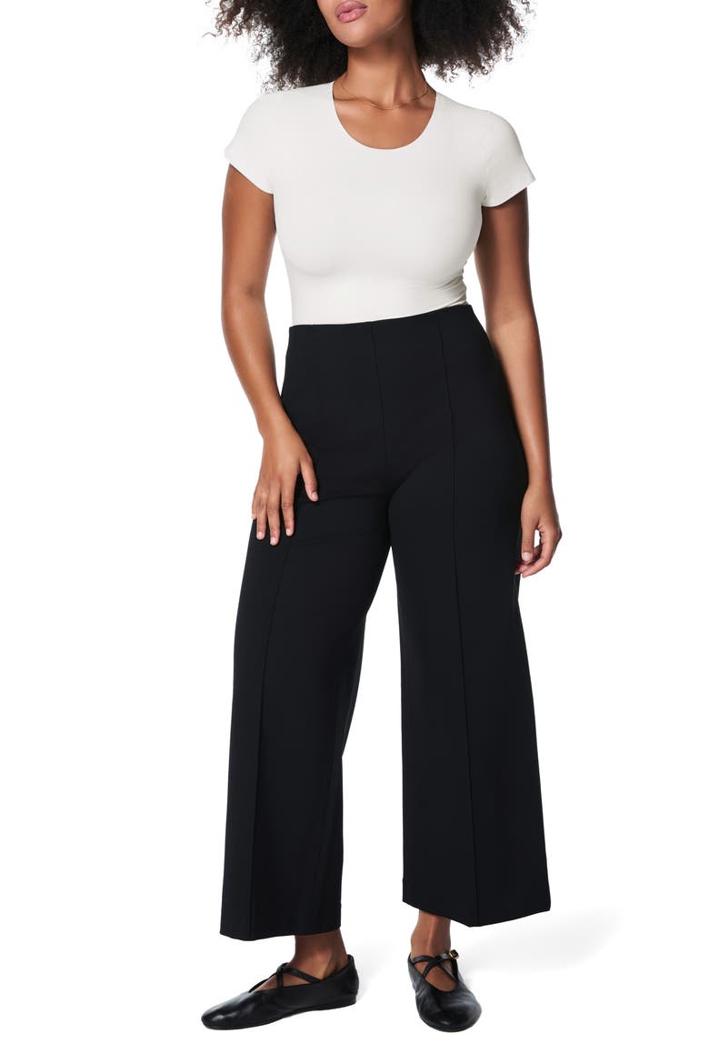 The Perfect Pull-On Crop Wide Leg Ponte Pants, Alternate, color, CLASSIC BLACK