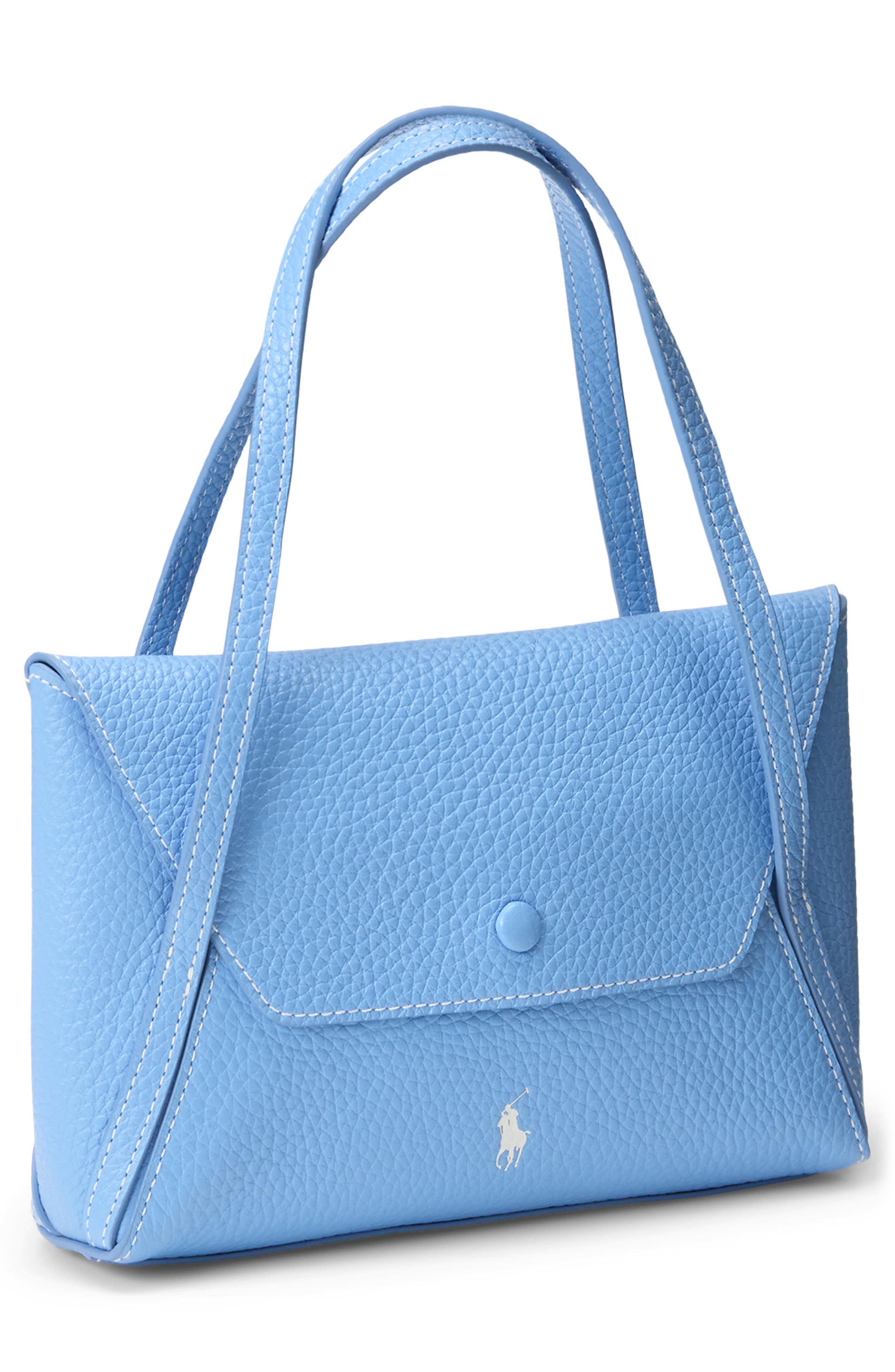 Polo Ralph Lauren Polo Play Pebble Leather Envelope Shoulder Bag, Alternate, color, Baby Blue