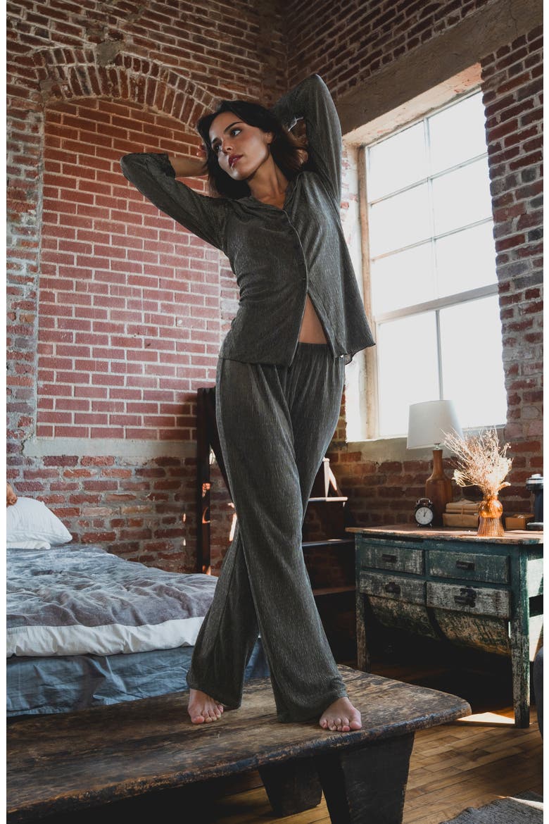 Rib Pajamas, Alternate, color, OLIVE