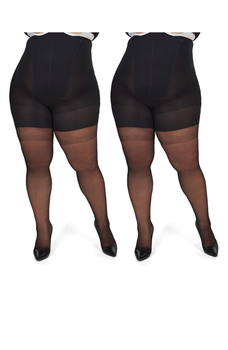 MeMoi 2-Pack Body Shaper High Waist Tights, Alternate, color, Black