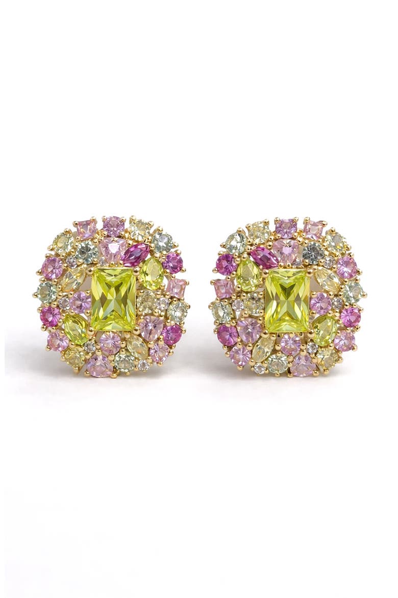 Cubic Zirconia Stud Earrings, Main, color, YELLOW/ PURPLE/ GOLD PLATED