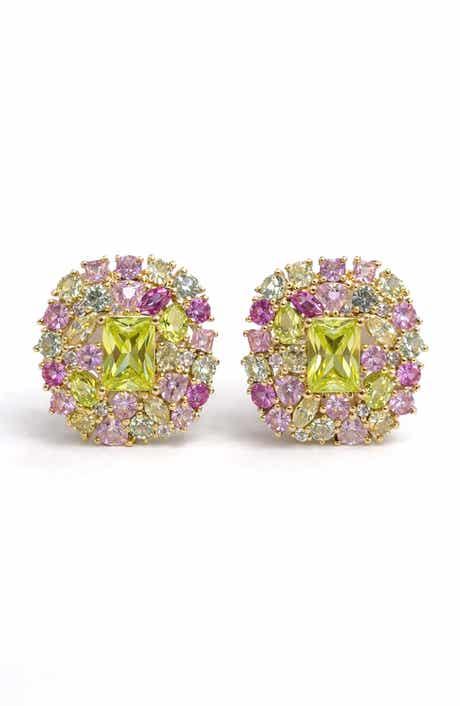 BEST SILVER Cubic Zirconia Stud Earrings