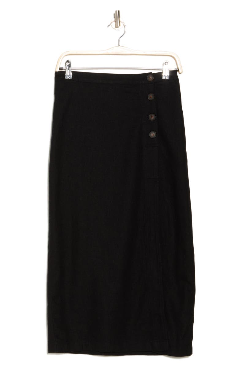 Melrose and Market Faux Wrap Linen Blend Midi Skirt, Alternate, color, 