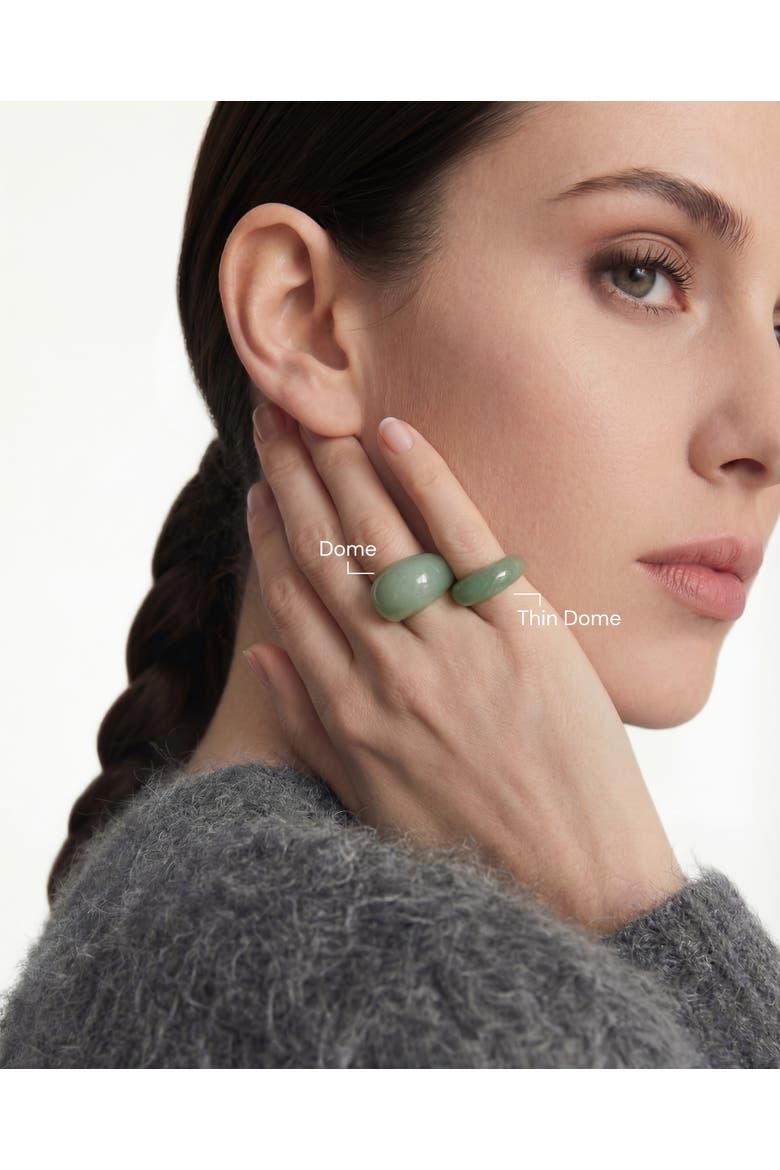 Thin Dome Jade-Green Aventurine Signet Ring, Alternate, color, Green