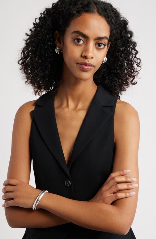 Open Edit Set Of 2 Tapered Hoop Earrings In Metallic