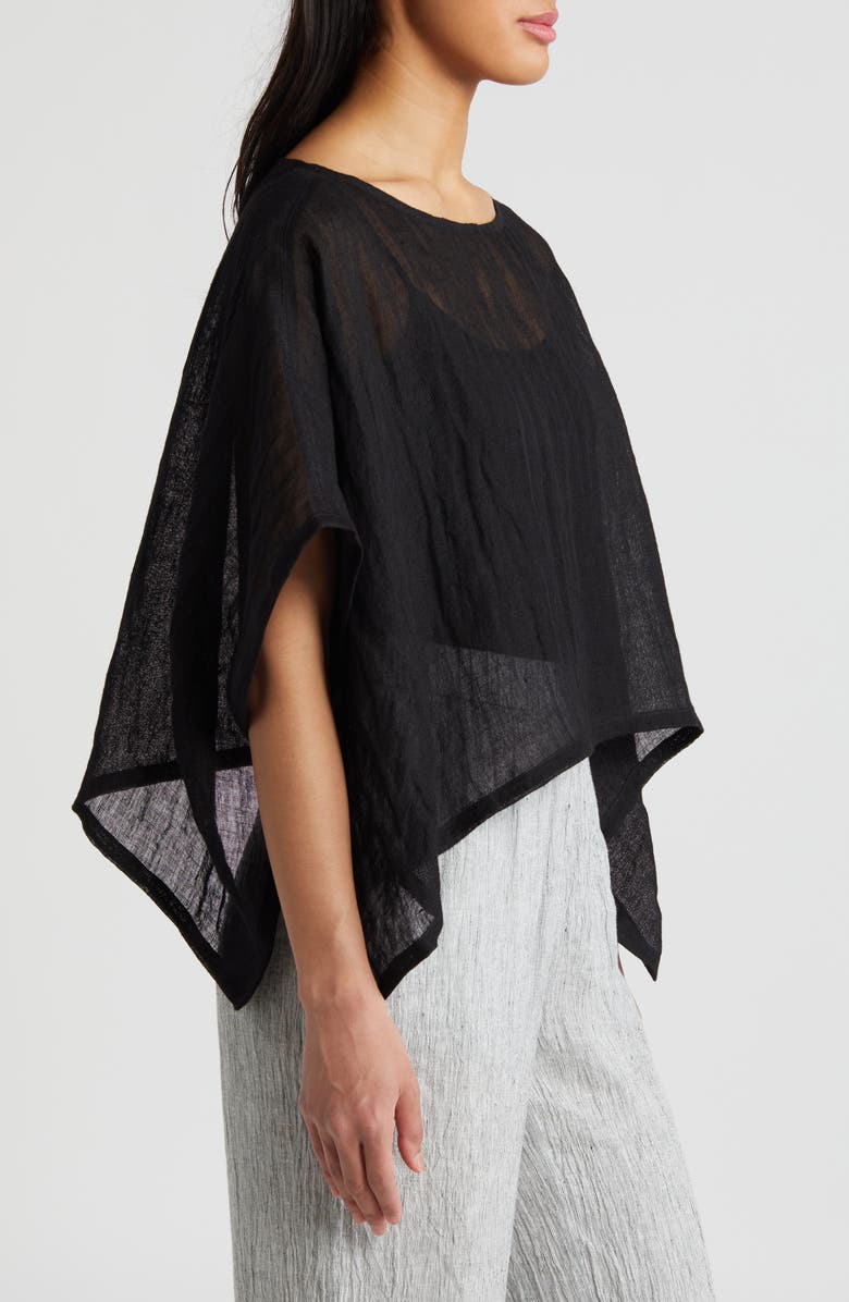 Eileen Fisher Bateau Neck Organic Linen Crop Poncho, Alternate, color, 