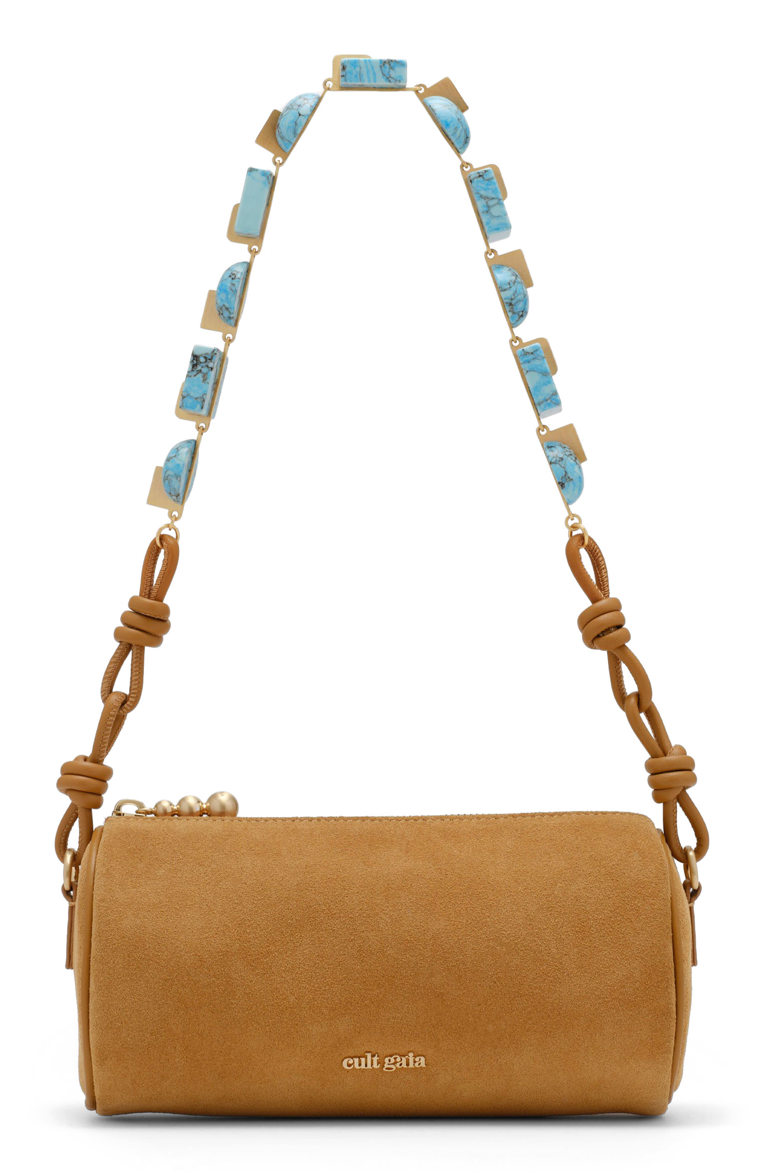 Cult Gaia Zozina Suede Shoulder Bag, Main, color, Toasted Caramel