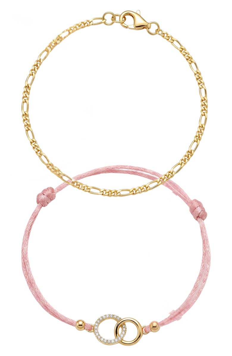 ARGENTO VIVO Set of 2 Friendship Bracelets, Alternate, color, Gold/ Pink