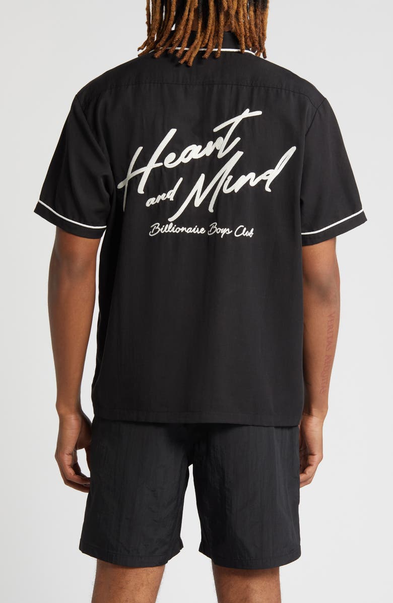 Billionaire Boys Club Mind Your Heart Lyocell & Linen Camp Shirt, Alternate, color, 