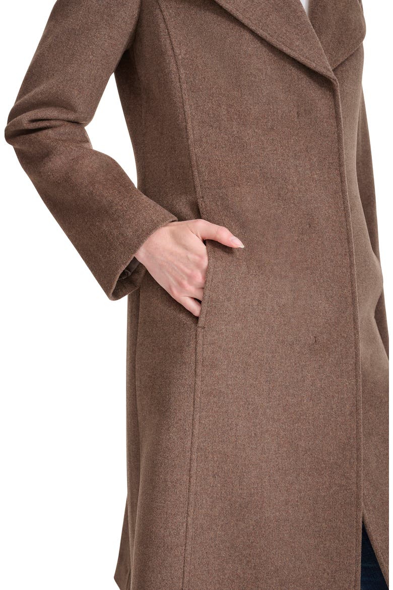Slick Shawl Lapel Mixed Media Wool Blend Coat, Alternate, color, PORTOBELLO