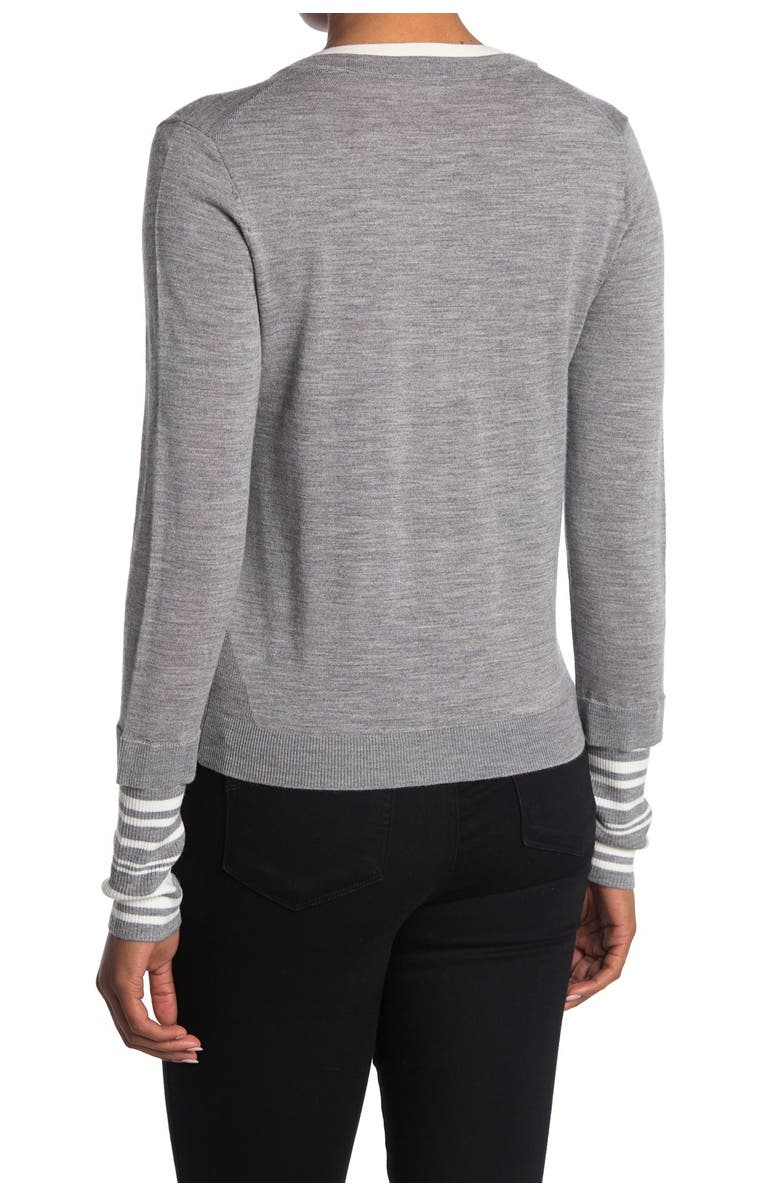 Veronica Beard Avory Contrast Cuff Merino Wool Blend Sweater, Main, color,