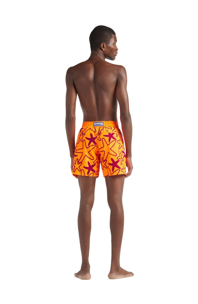 Vilebrequin Ultra-light and packable Swim Shorts Flocked Starlettes, Alternate, color, Fluo Fire