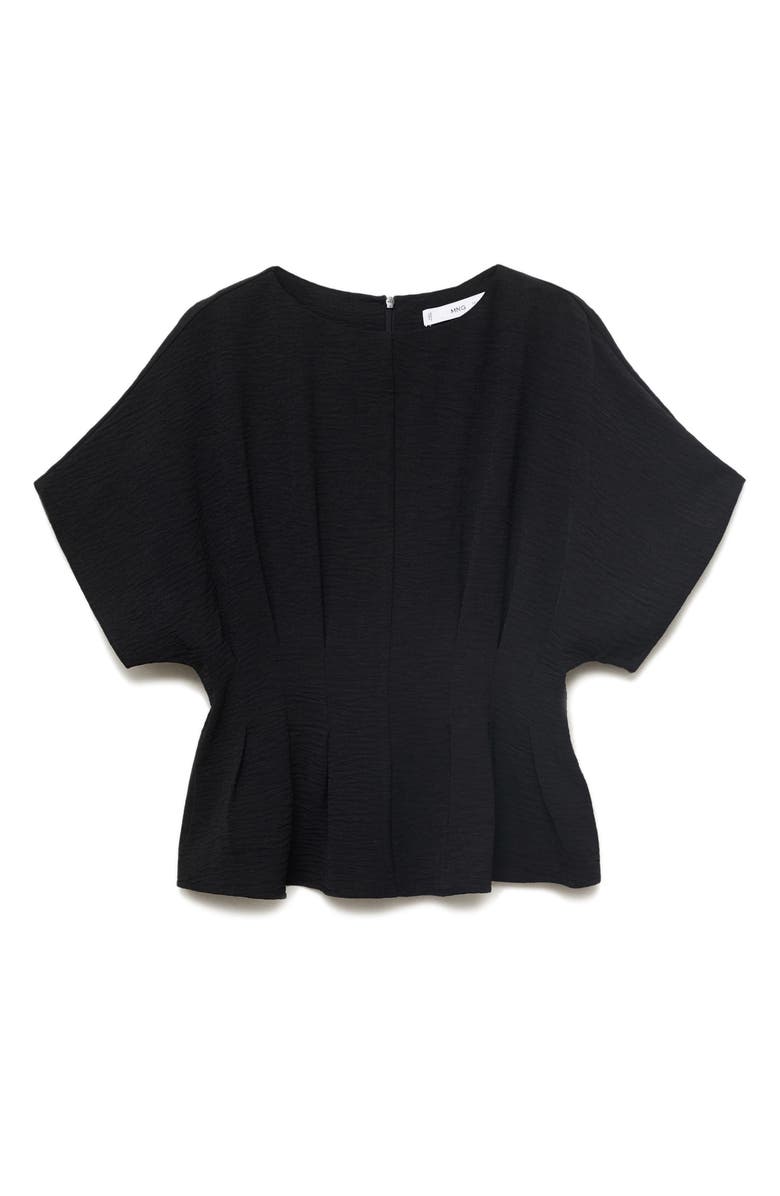 MANGO Short Sleeve Peplum Top, Main, color, Black