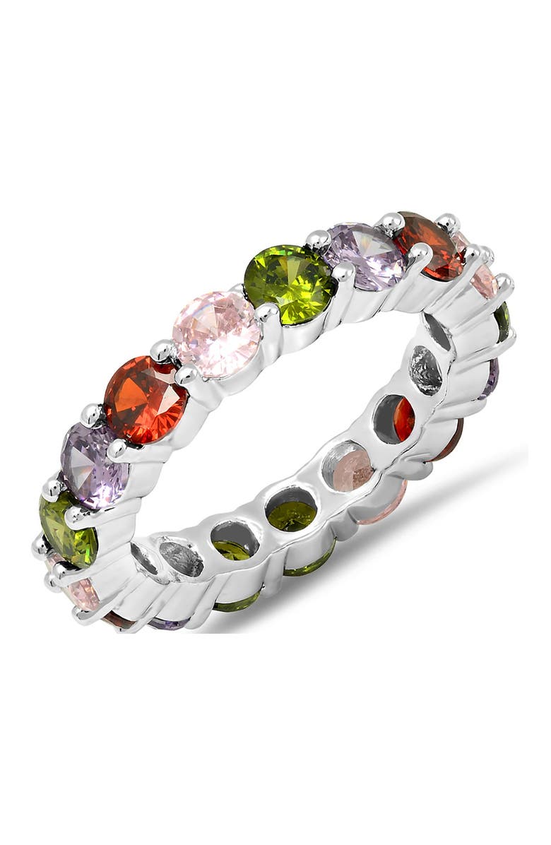 HMY JEWELRY 18K White Gold Plated Eternity Ring, Main, color, 