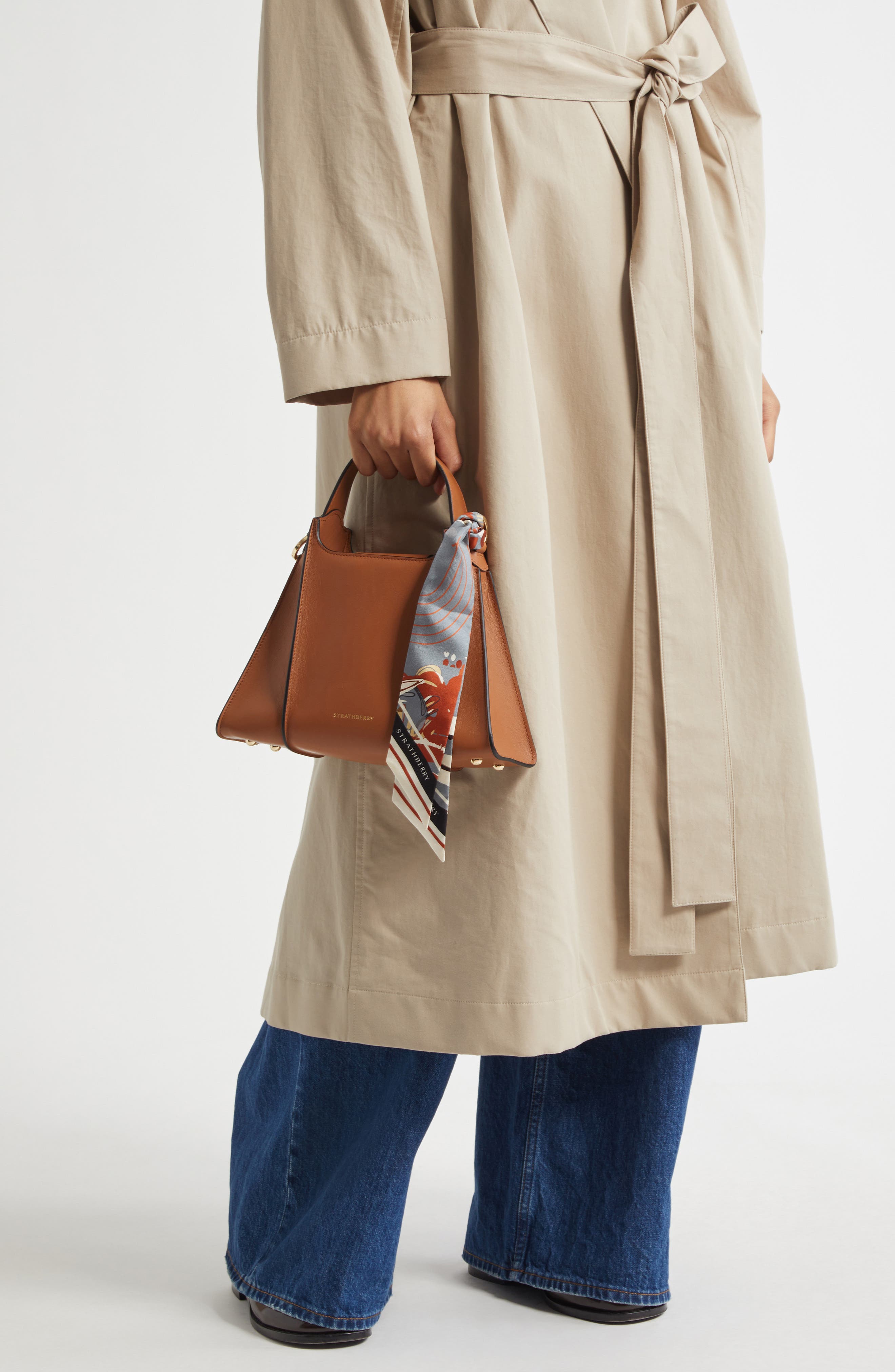 Strathberry Arkshell Top Handle Leather Bag, Alternate, color, 