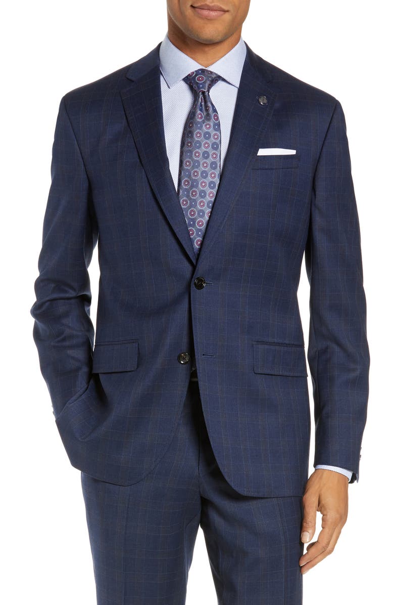 Ted Baker London Jay Trim Fit Plaid Wool Suit, Alternate, color,
