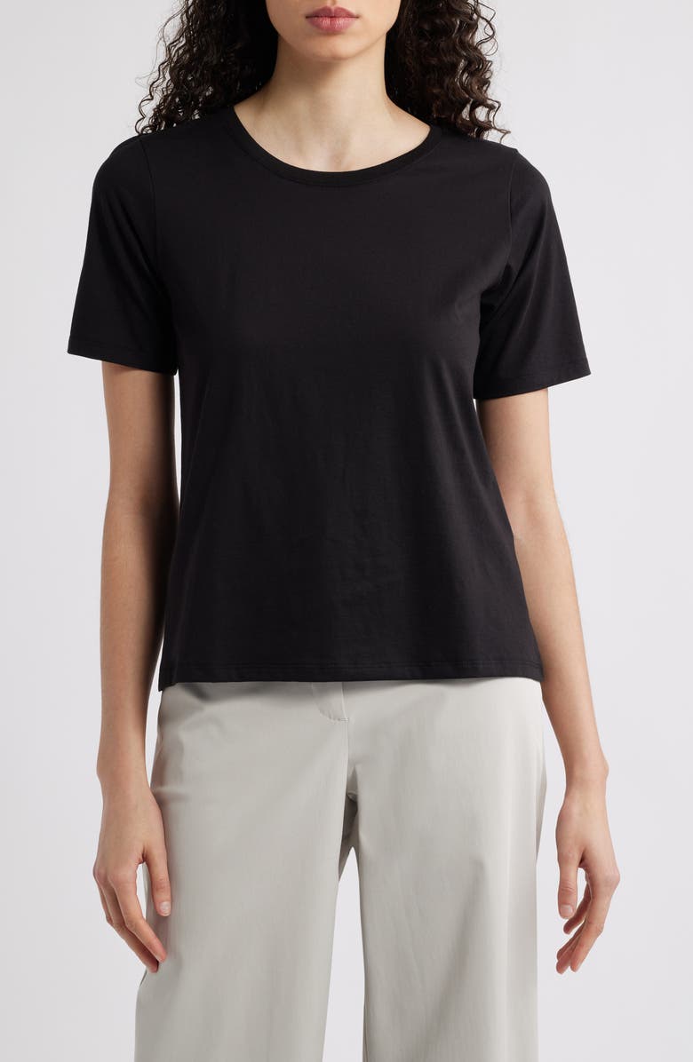 Eileen Fisher Organic Cotton Crewneck T-Shirt, Main, color, Black