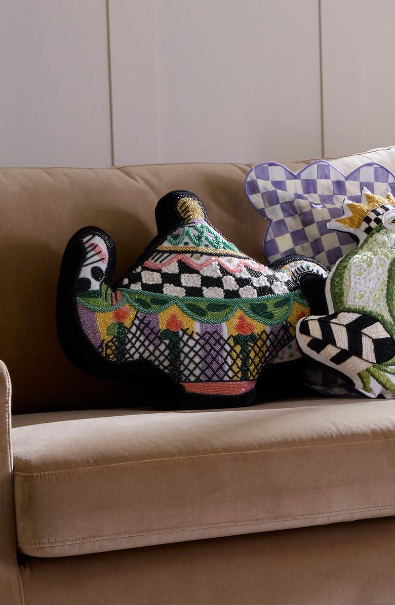 MACKENZIE CHILDS Beaded Teapot Throw Pillow, Alternate, color, Multi