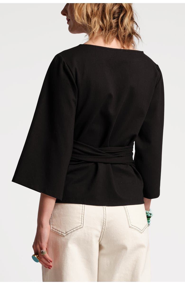 Frances Valentine Whitney Wrap Top Solid Viscose Blend Viscose Blend, Alternate, color, Black