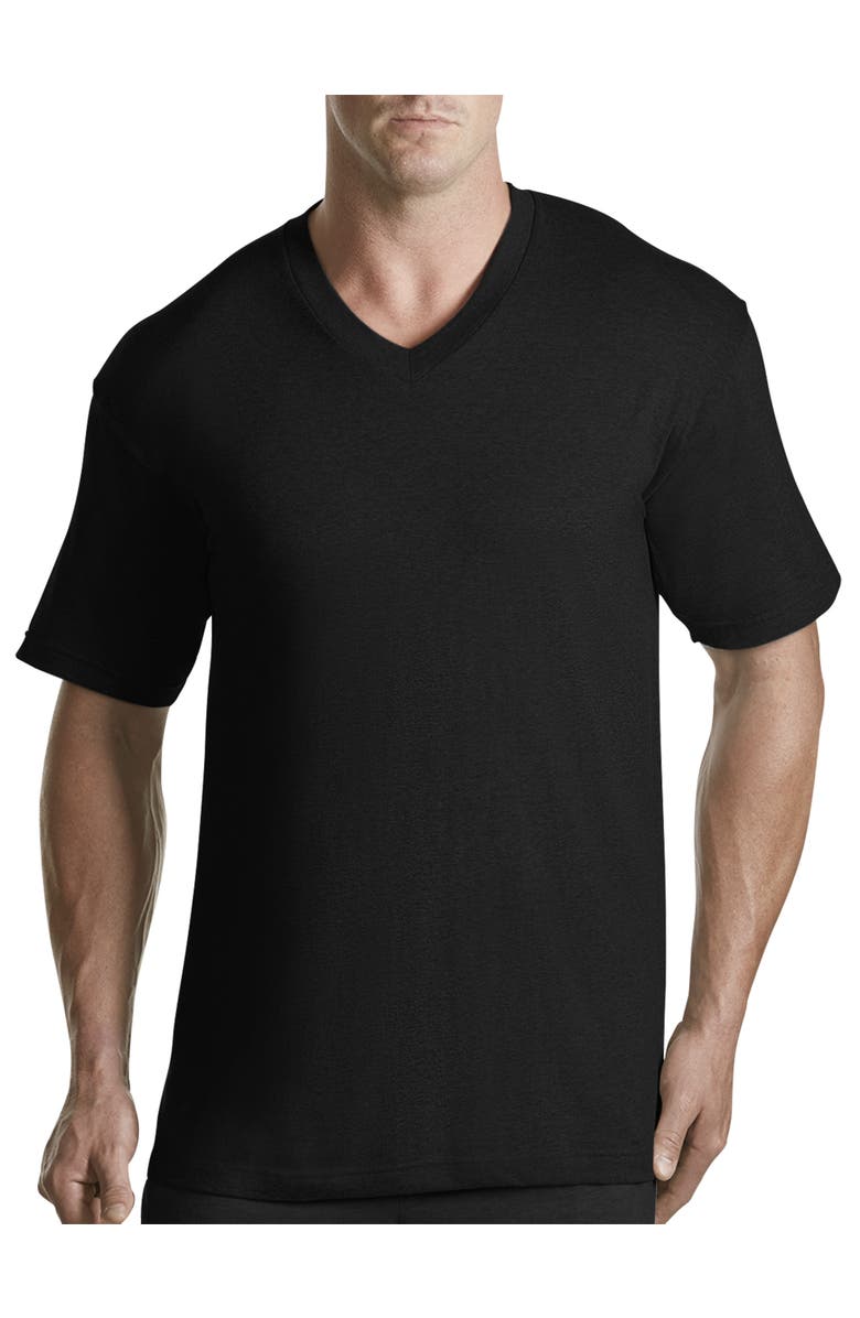 Harbor Bay by DXL 3-pk. V-Neck T-Shirts, Main, color, Black