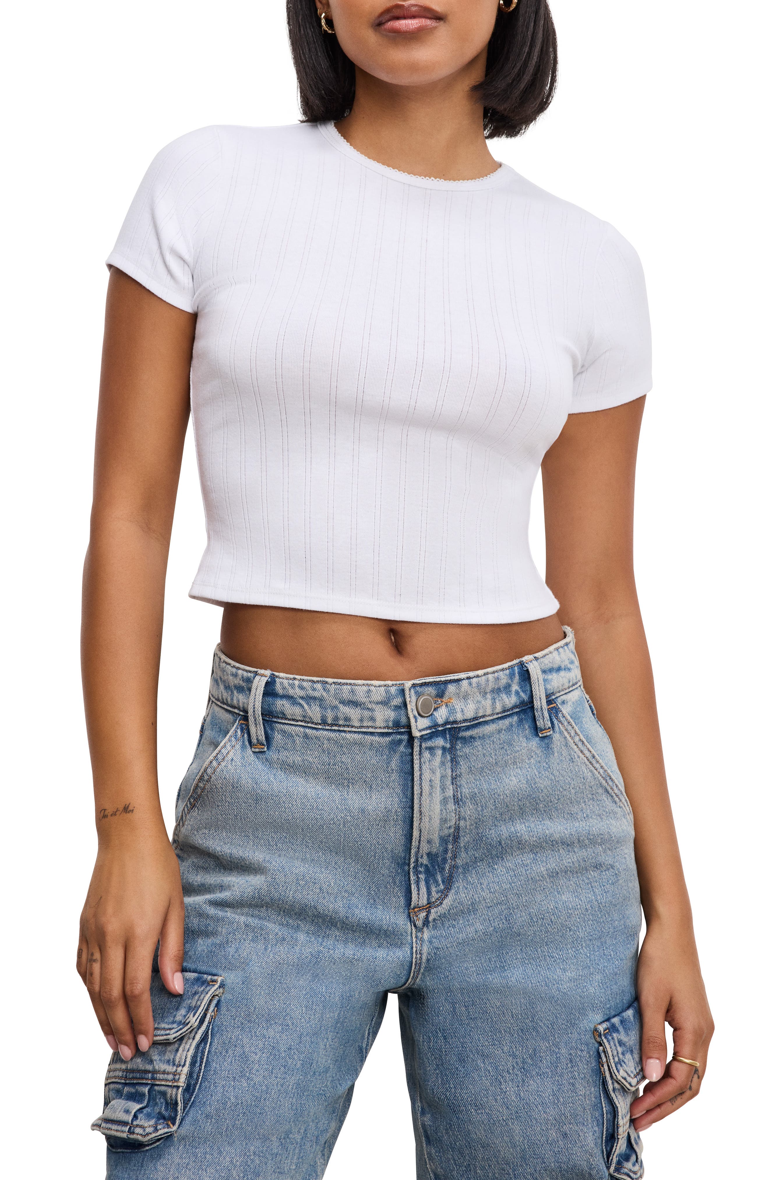 Good American Pointelle Baby Tee