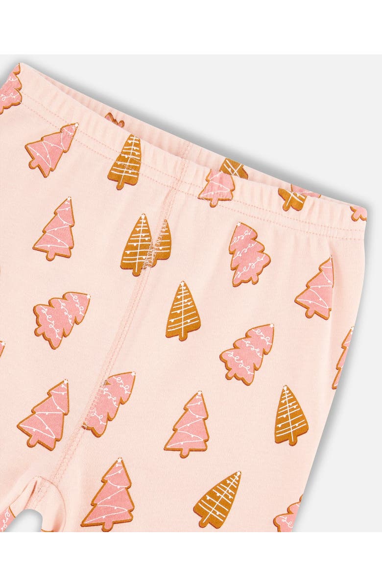 Deux par Deux Girl's Organic Cotton Two Piece Pajama Set Pink Christmas Cookies, Alternate, color, 