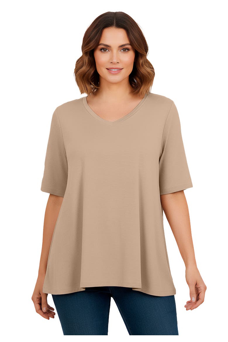 Stretch Knit V-Neck Swing Tunic, Main, color, NEW KHAKI