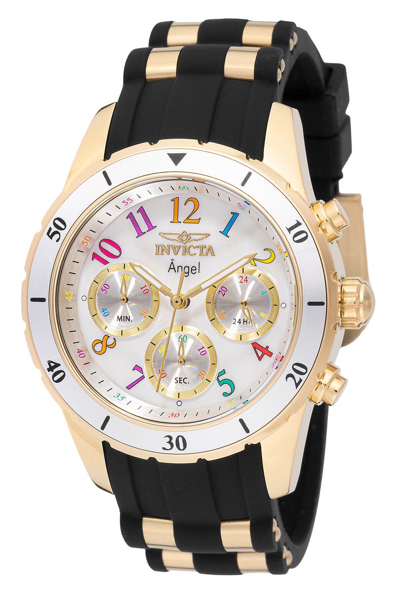 Angel Silicone Strap Watch, 40mm, Main, color, WHITE/ GOLD