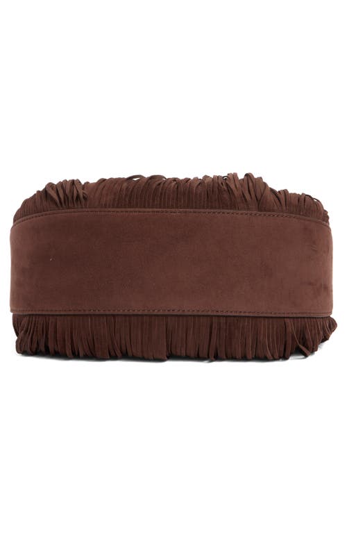 Stuart Weitzman Crescent Fringe Crossbody Bag In Brown