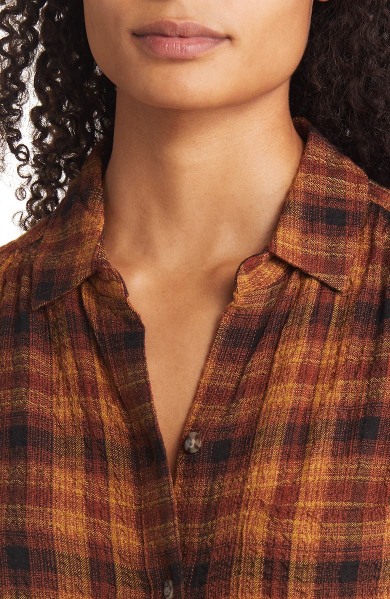 beachlunchlounge Plaid Button-Up Shirt, Alternate, color, 