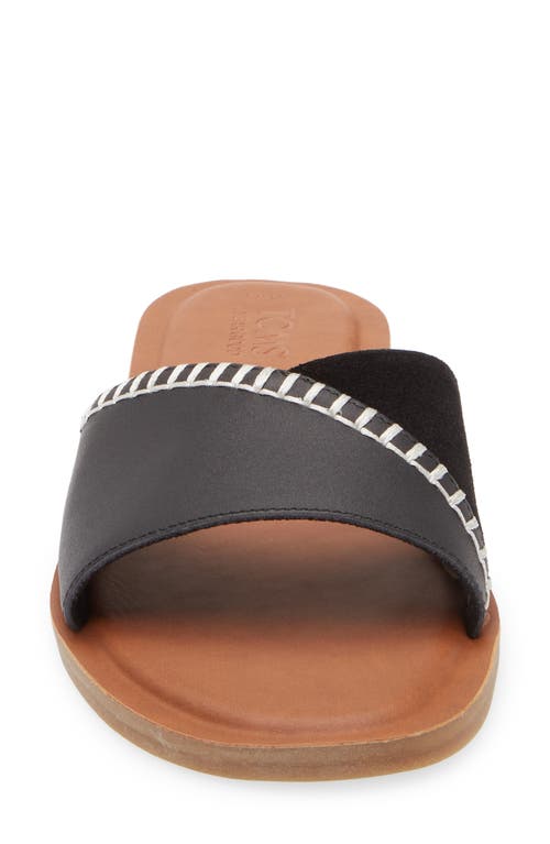 Toms Shea Leather Slide Sandal In Black