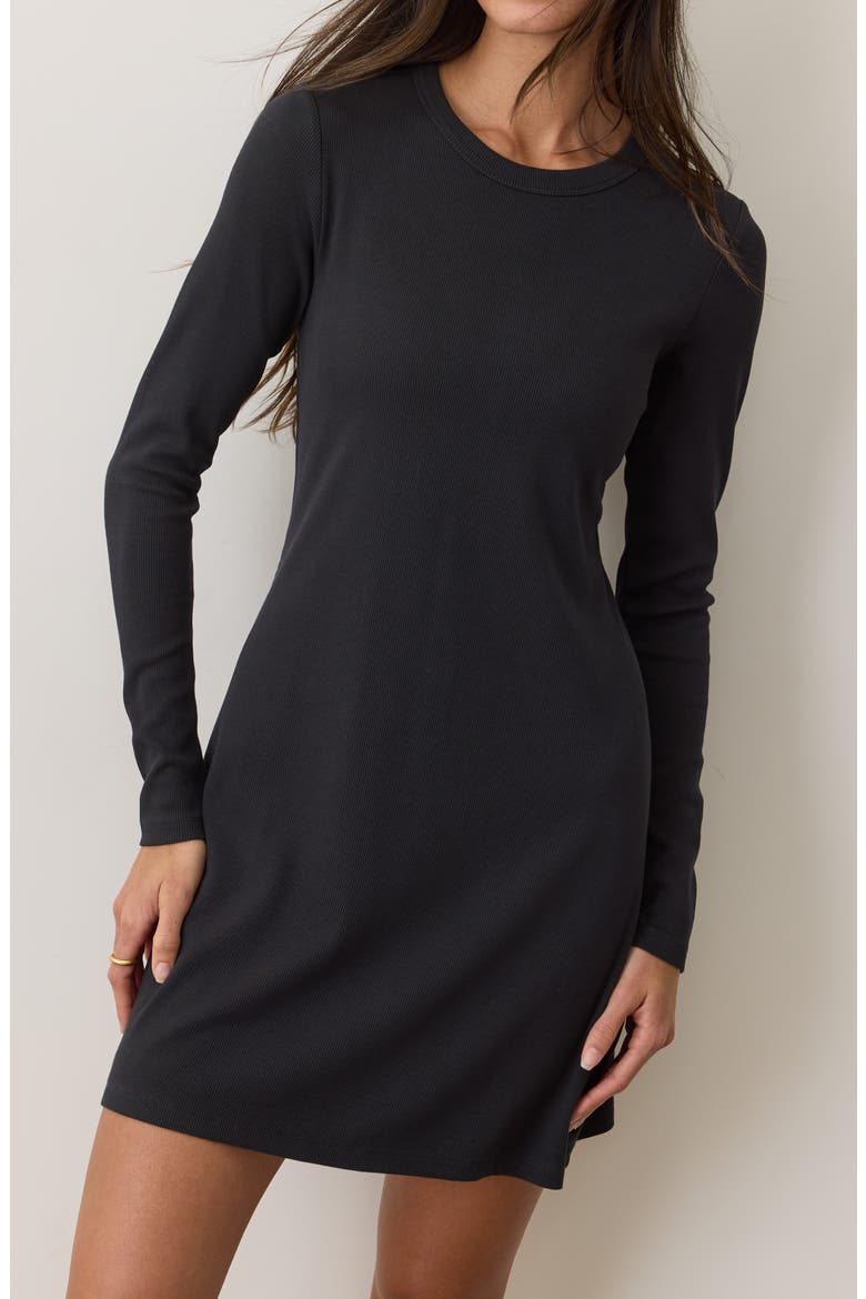 Lexi Long Sleeve Rib Minidress, Alternate, color, BLACK