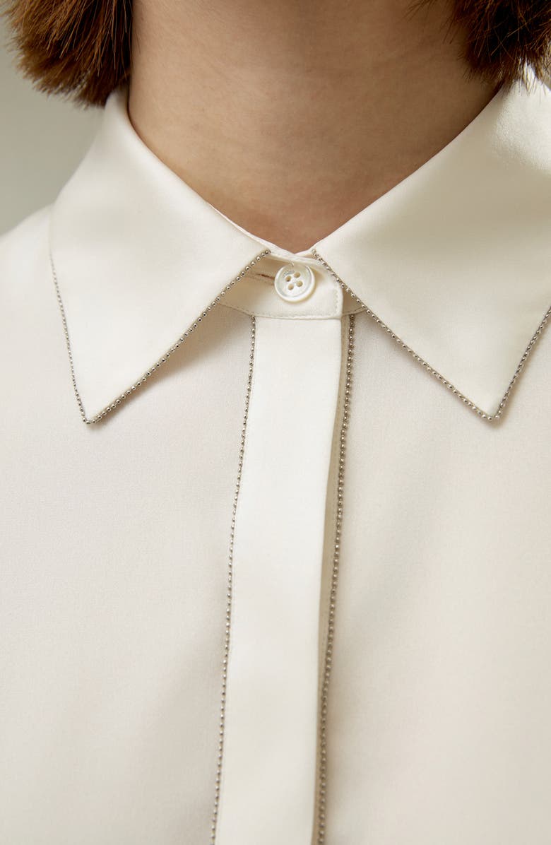 Lilysilk Beaded Chain Silk Shirt for Women, Alternate, color, Pearl White