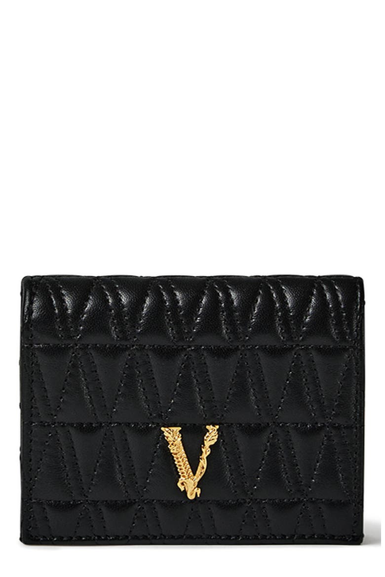 Virtus Quilted Leather Bifold Wallet, Main, color, BLACK