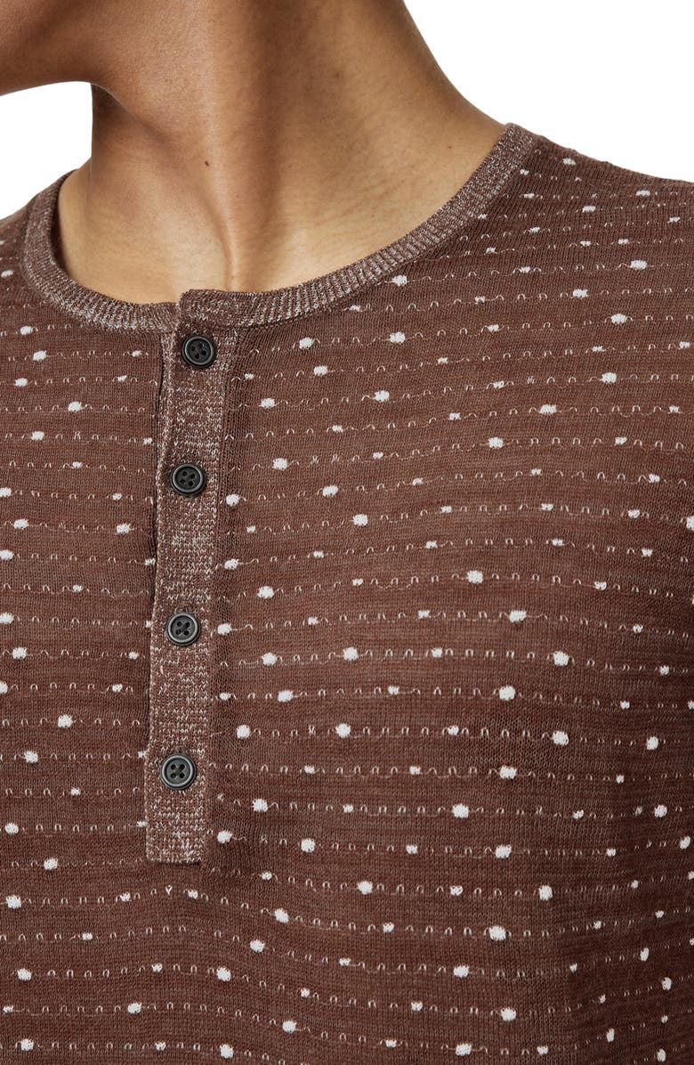 John Varvatos Cabras Wool Short Sleeve Henley Sweater, Alternate, color, Hazelnut