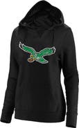FANATICS Women's Fanatics Black Philadelphia Eagles Plus Size Throwback Logo V-Neck Pullover Hoodie