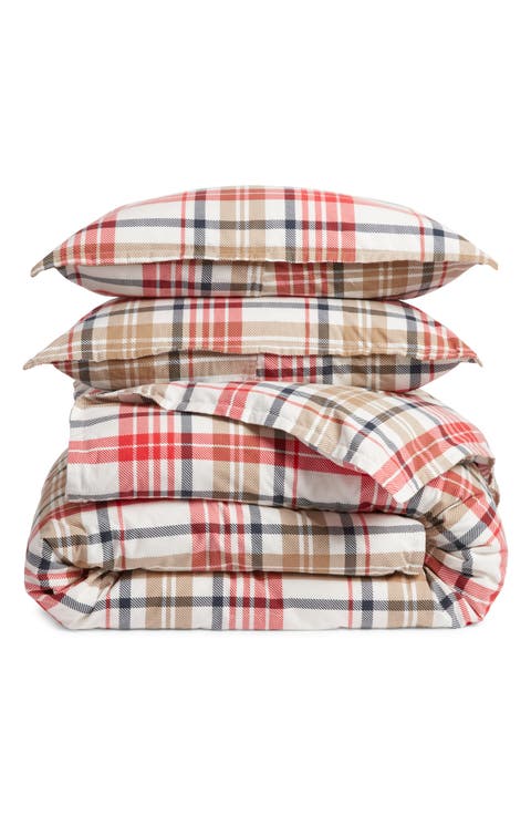 Plaid Flannel Duvet Cover & Shams Set