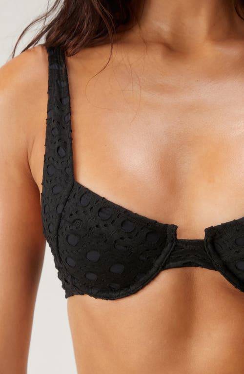Nasty Gal Eyelet Embroidered Underwire Two-piece Swimsuit & Sarong Set In Black
