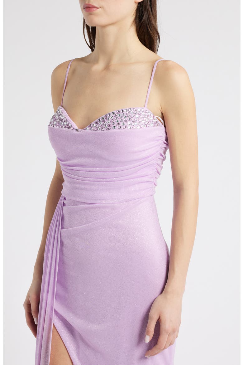 Glitter & Rhinestone Gown, Alternate, color, LILAC