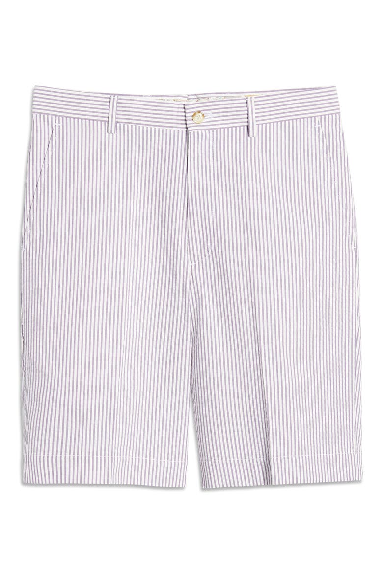 Flat Front Seersucker Shorts, Alternate, color, PURPLE