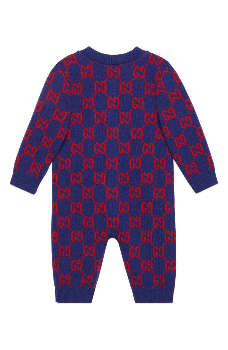 Gucci GG Logo Jacquard Wool Sweater Romper, Alternate, color, 