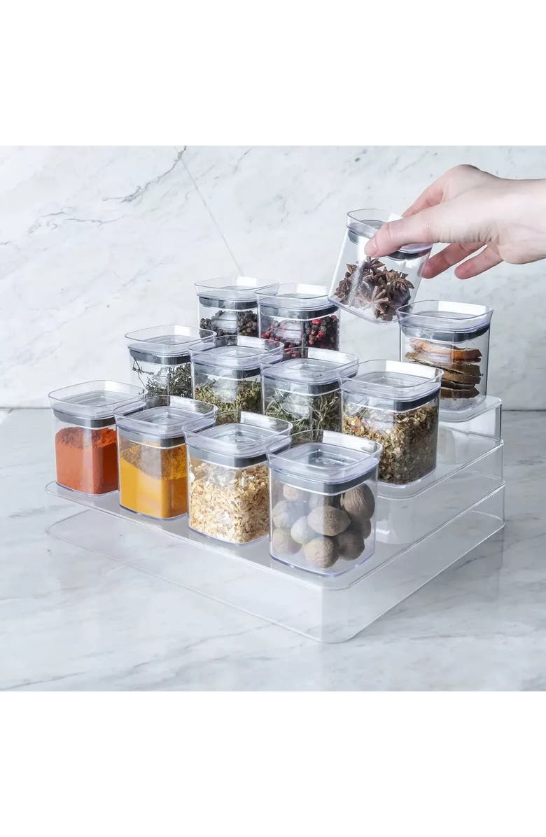 OU Clear Tiered Countertop Spice Organizer 13-Piece Set, Alternate, color, Clear