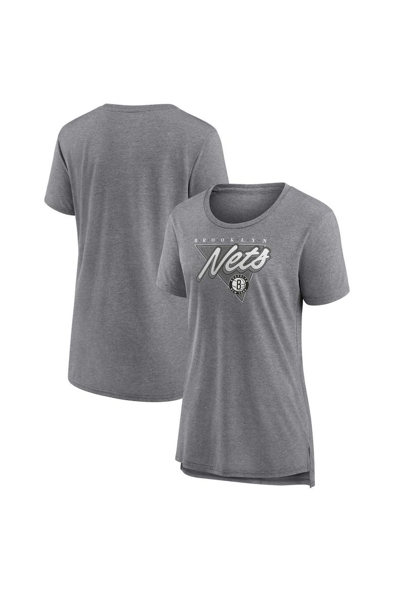 Women's Fanatics Branded Heathered Gray Brooklyn Nets True Classics Tri-Blend T-Shirt, Main, color, Heather Gray