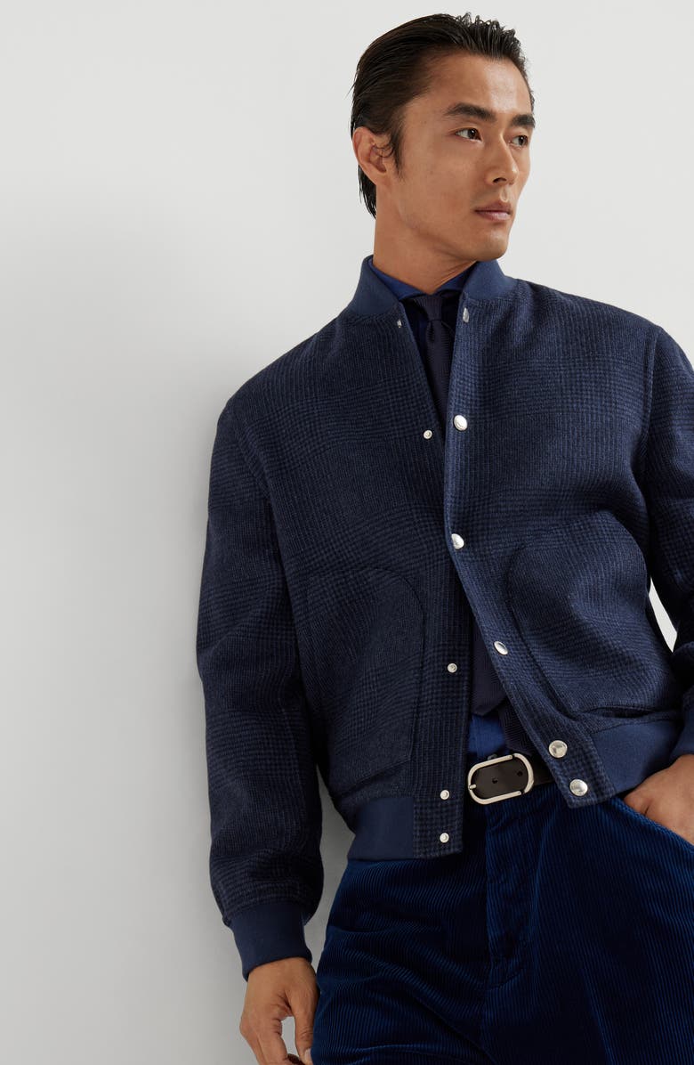 Brunello Cucinelli Reversible bomber jacket, Alternate, color, Navy Blue