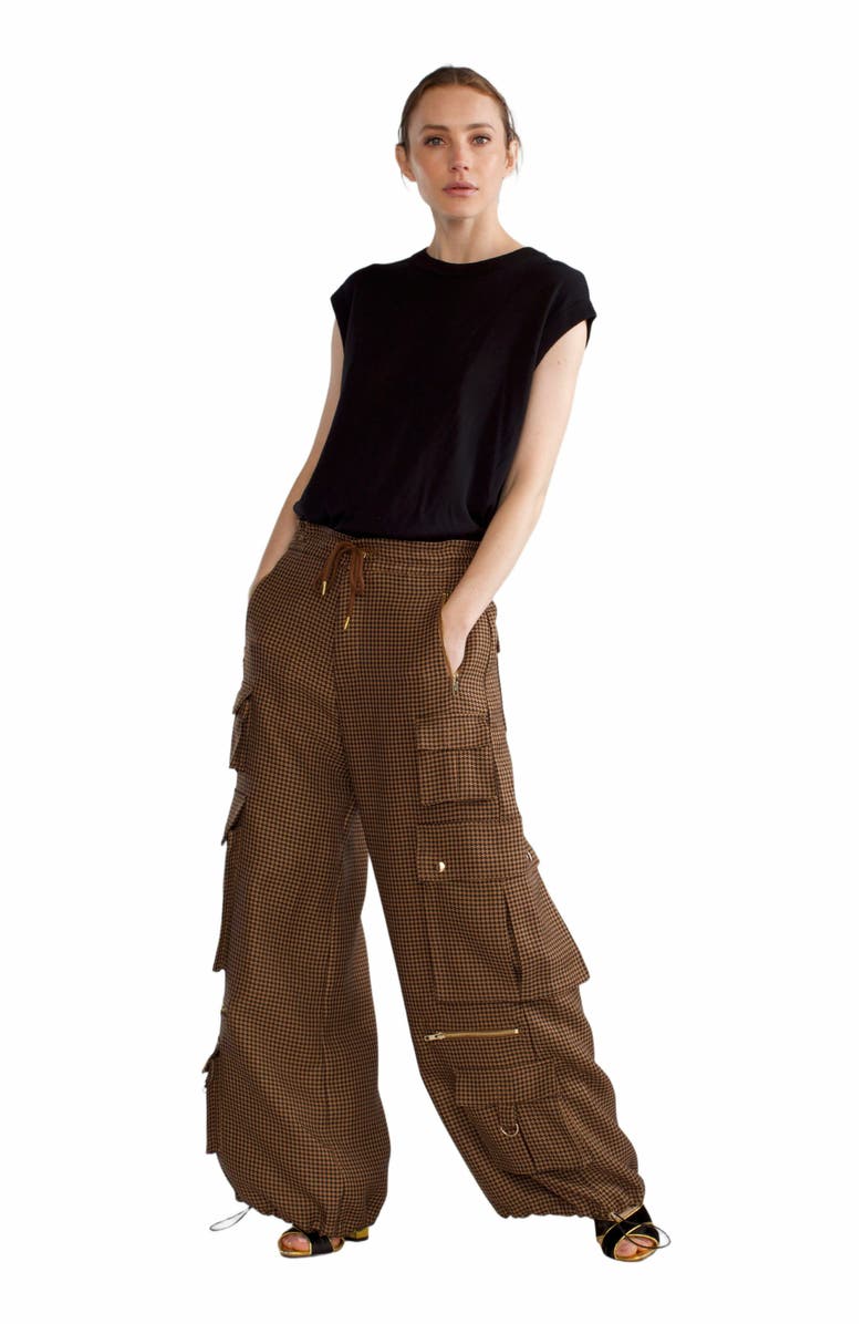 Cynthia Rowley Houndstooth Cargo Pants, Main, color, 